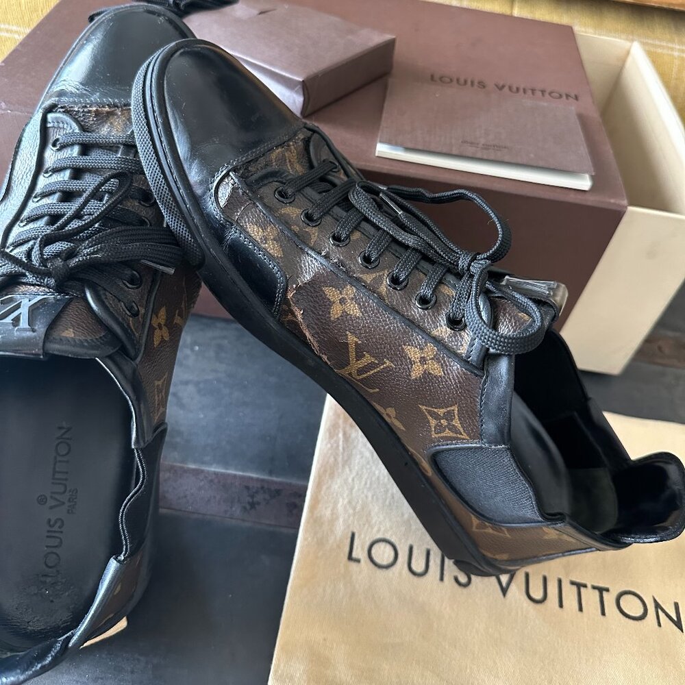 Louis Vuitton Brown & Black Monogram Leather Sneakers
